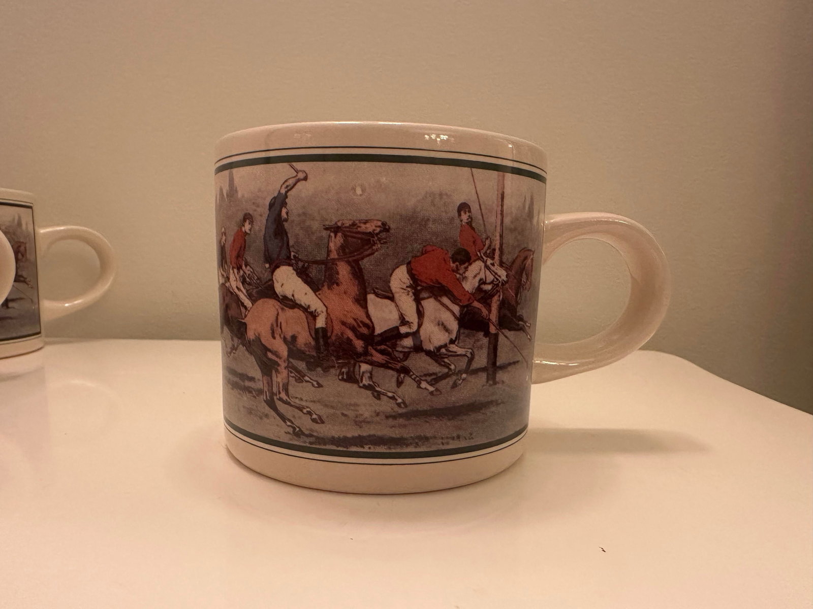 1970s Ralph Lauren Vintage Polo Players Thoroughbred Horse Ceramic Mugs - 2