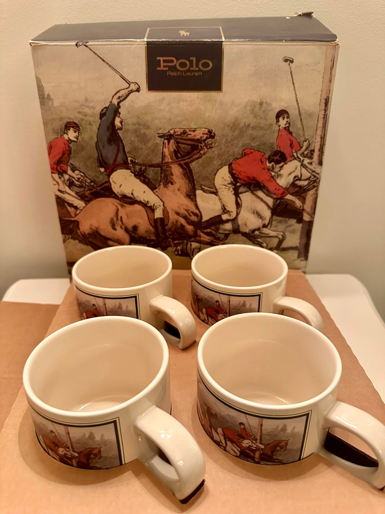 1970s Ralph Lauren Vintage Polo Players Thoroughbred Horse Ceramic Mugs - 4
