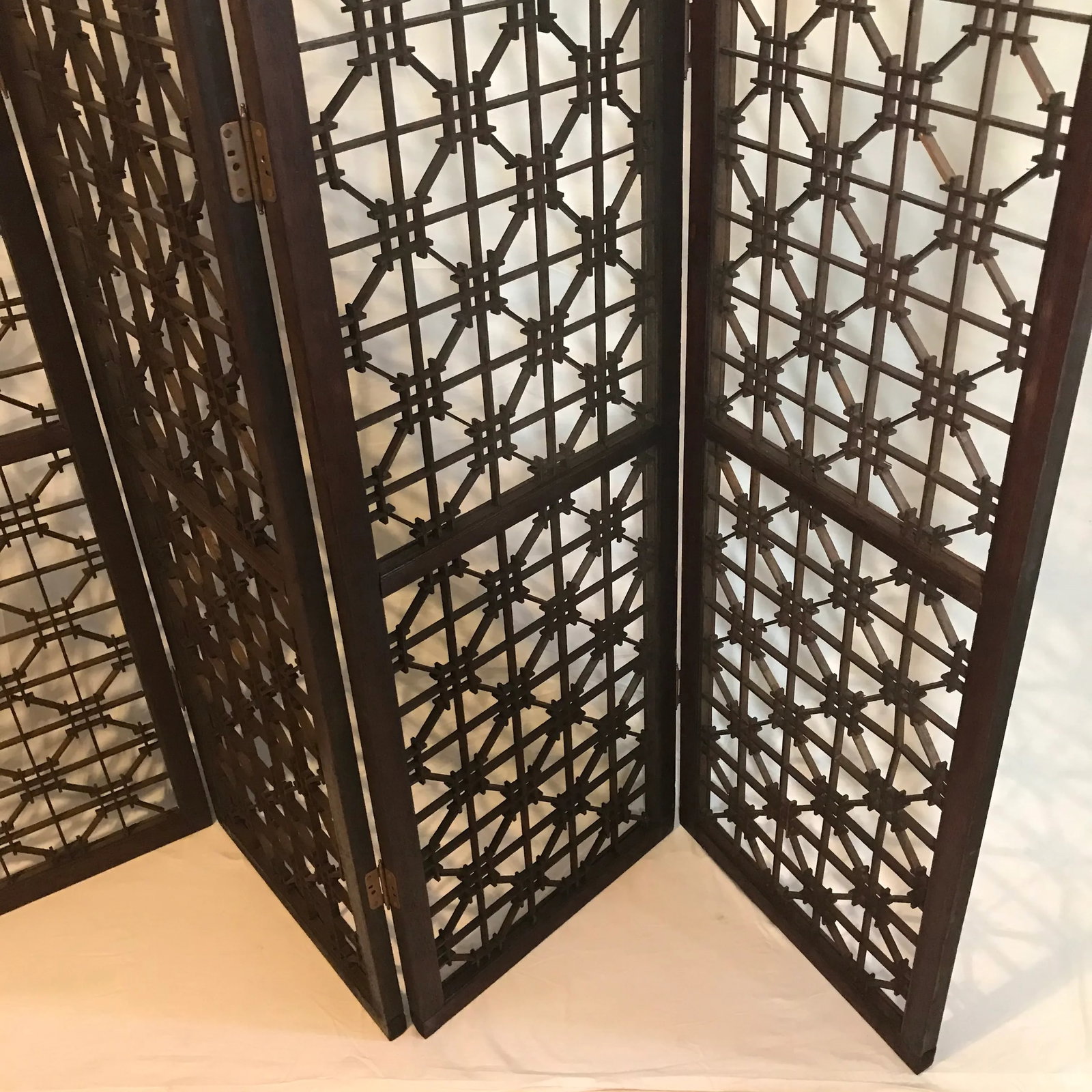Antique 1800's Korean Wooden Handmade Wall Art or Standing Decorative Screen - 10