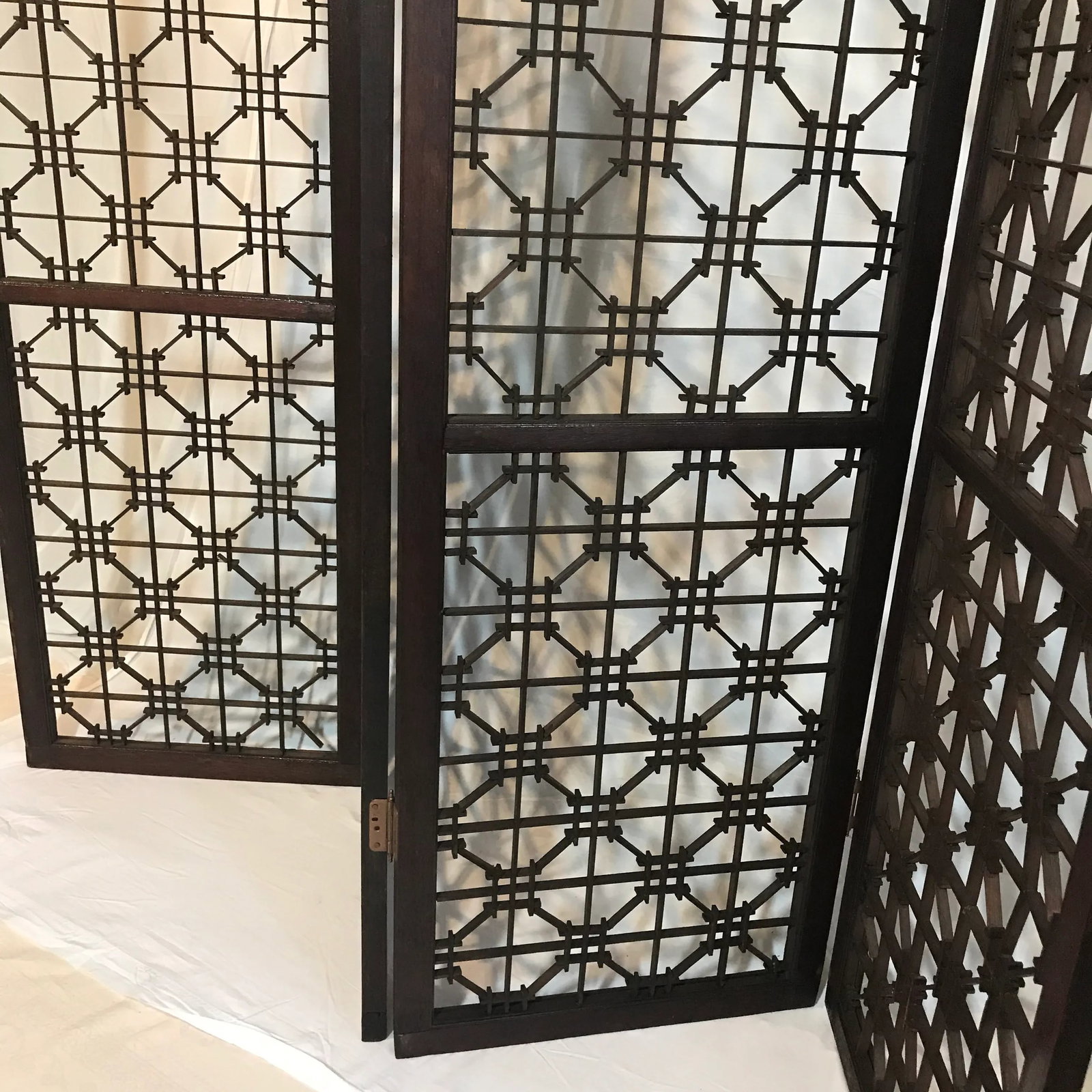 Antique 1800's Korean Wooden Handmade Wall Art or Standing Decorative Screen - 11
