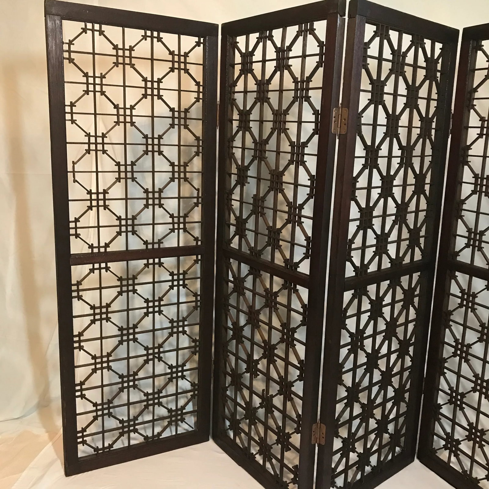 Antique 1800's Korean Wooden Handmade Wall Art or Standing Decorative Screen - 5