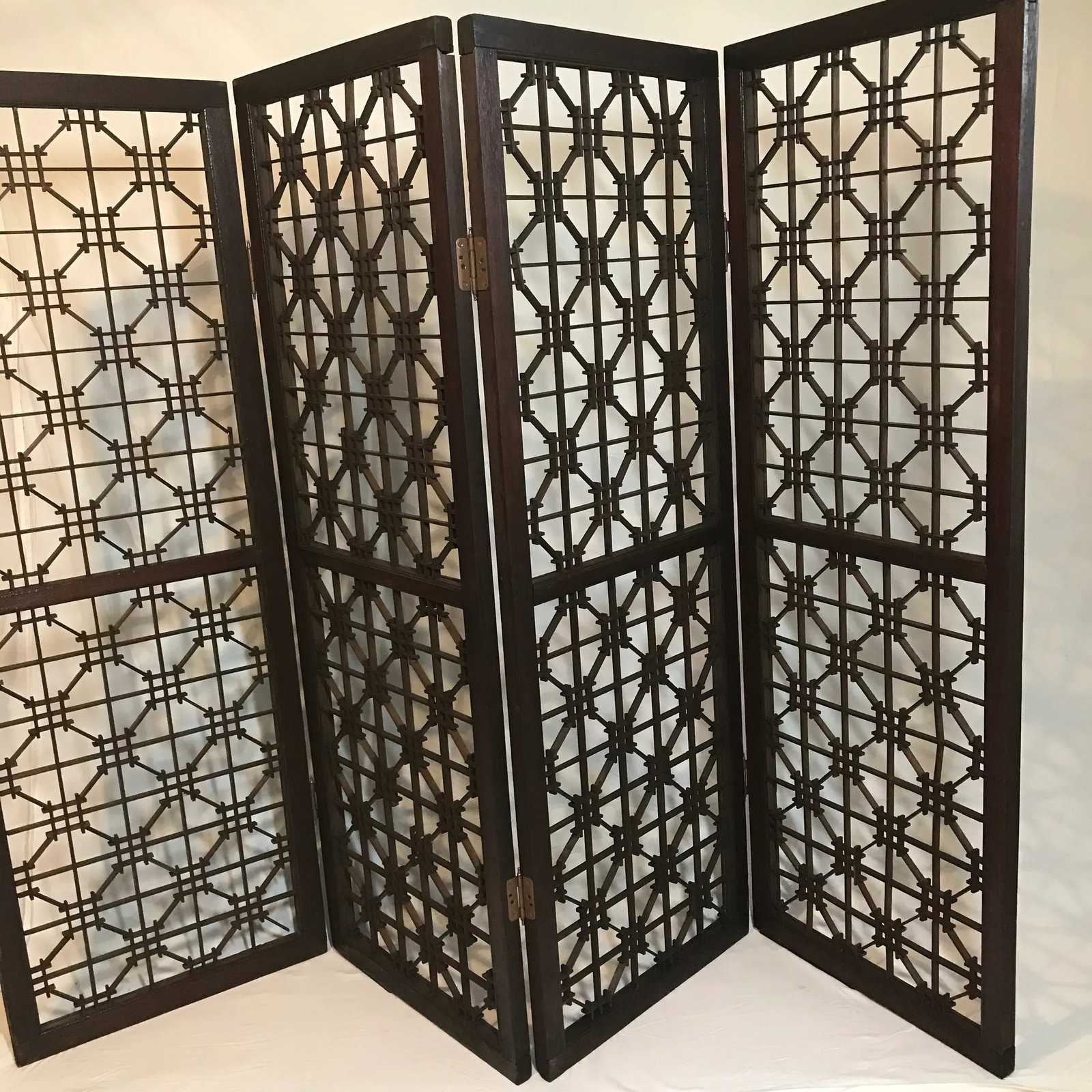Antique 1800's Korean Wooden Handmade Wall Art or Standing Decorative Screen - 7