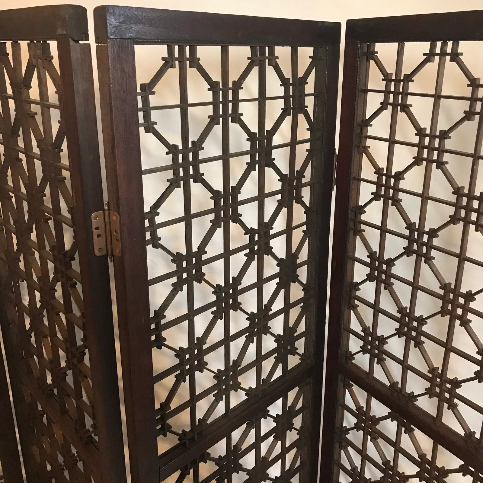 Antique 1800's Korean Wooden Handmade Wall Art or Standing Decorative Screen - 9