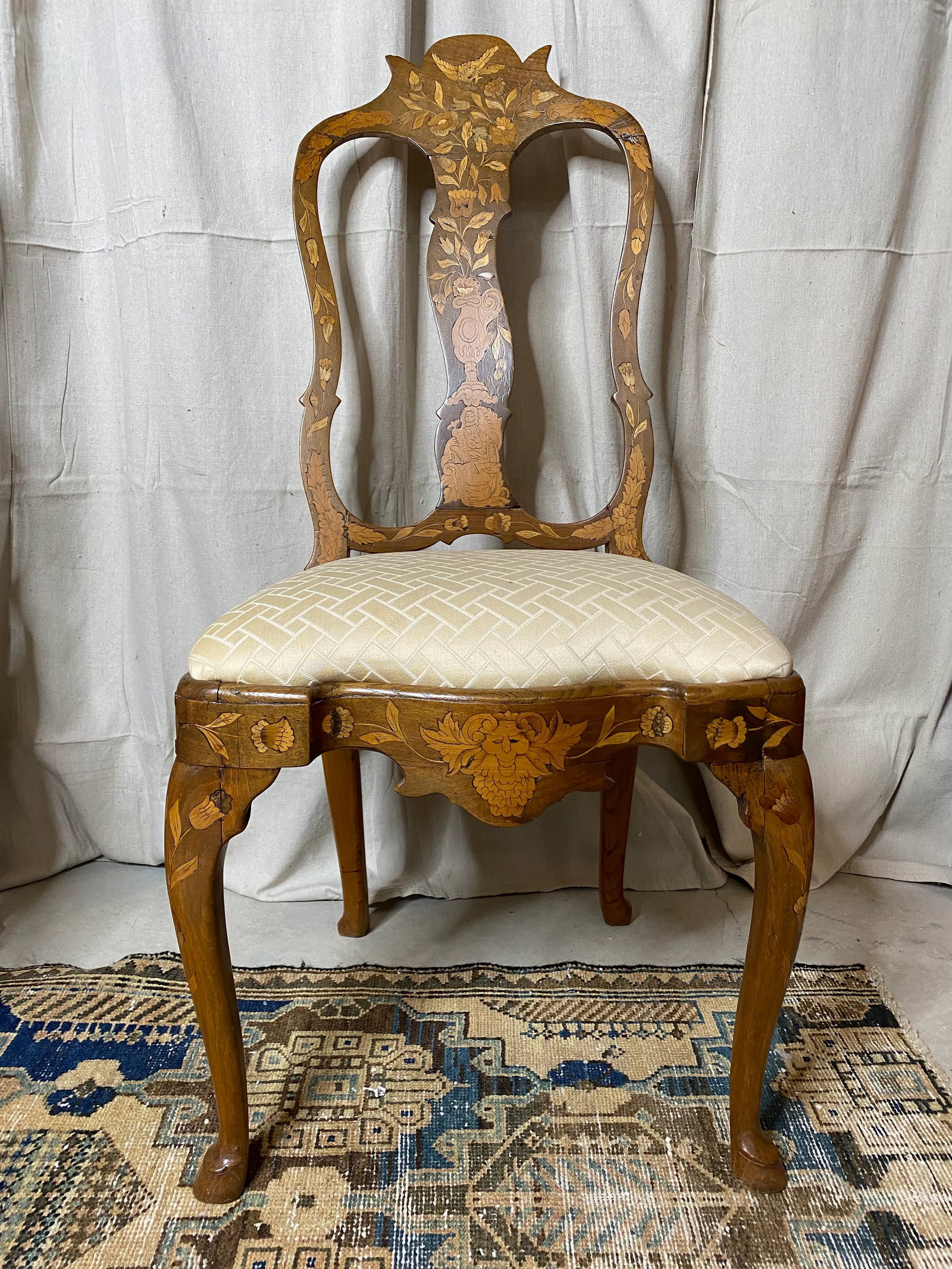 18th Century Vintage Dutch Marquetry Chairs - a Pair - 2