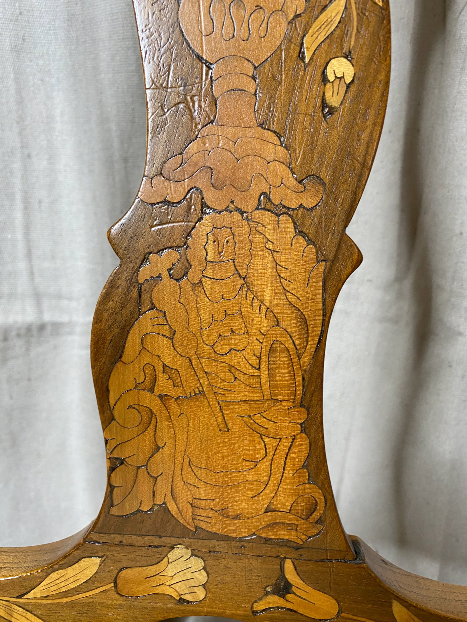 18th Century Vintage Dutch Marquetry Chairs - a Pair - 4