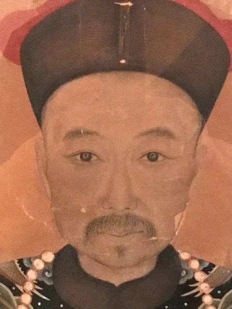 Antique Qing Dynasty Ancestor Portrait Painting, Framed - 2