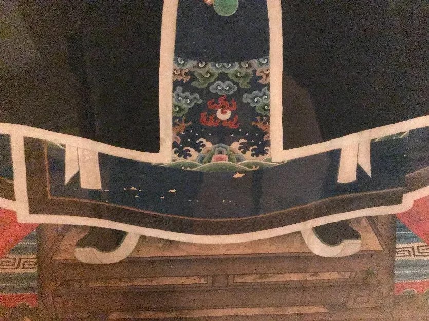 Antique Qing Dynasty Ancestor Portrait Painting, Framed - 5