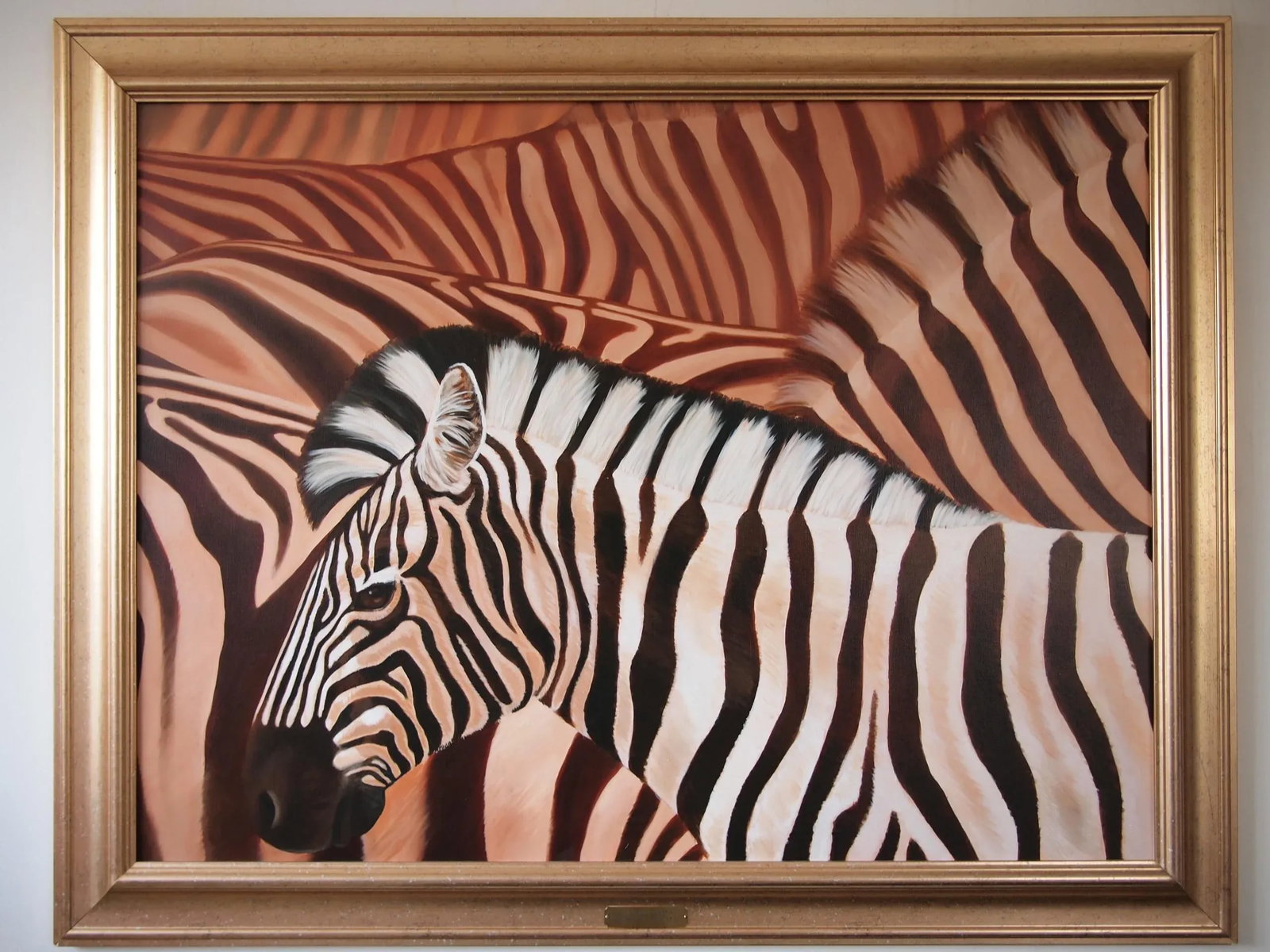 2006 Realist Style Zebra Portrait Oil Painting by Maggie Duvall, Framed - 10