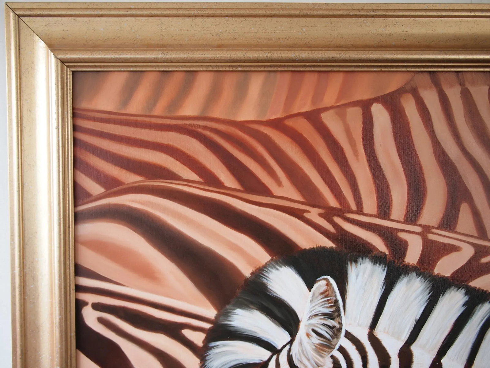2006 Realist Style Zebra Portrait Oil Painting by Maggie Duvall, Framed - 2
