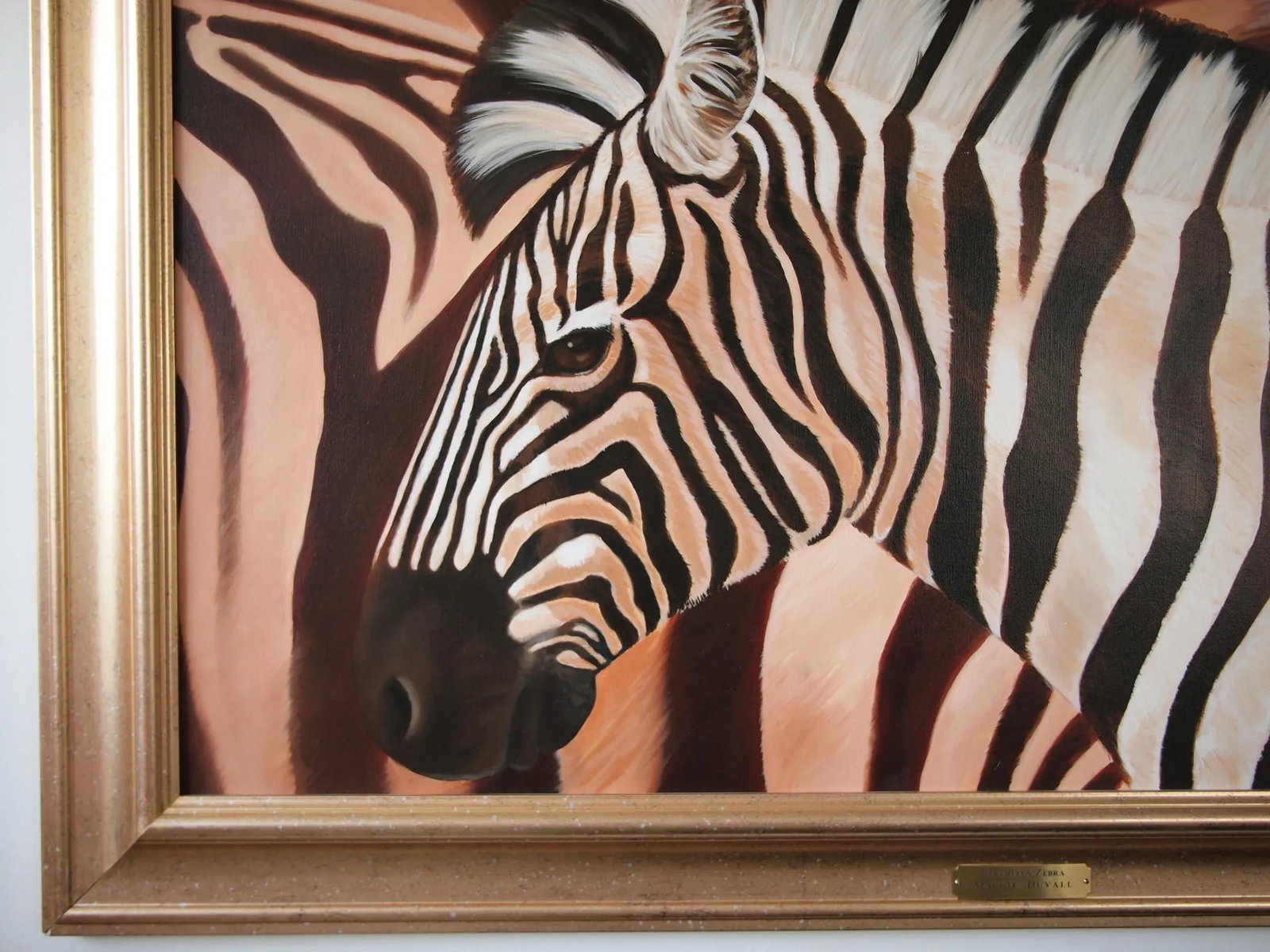 2006 Realist Style Zebra Portrait Oil Painting by Maggie Duvall, Framed - 4