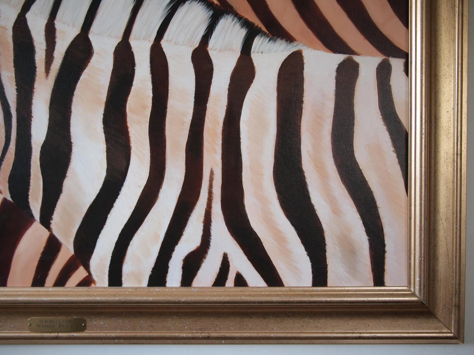 2006 Realist Style Zebra Portrait Oil Painting by Maggie Duvall, Framed - 5