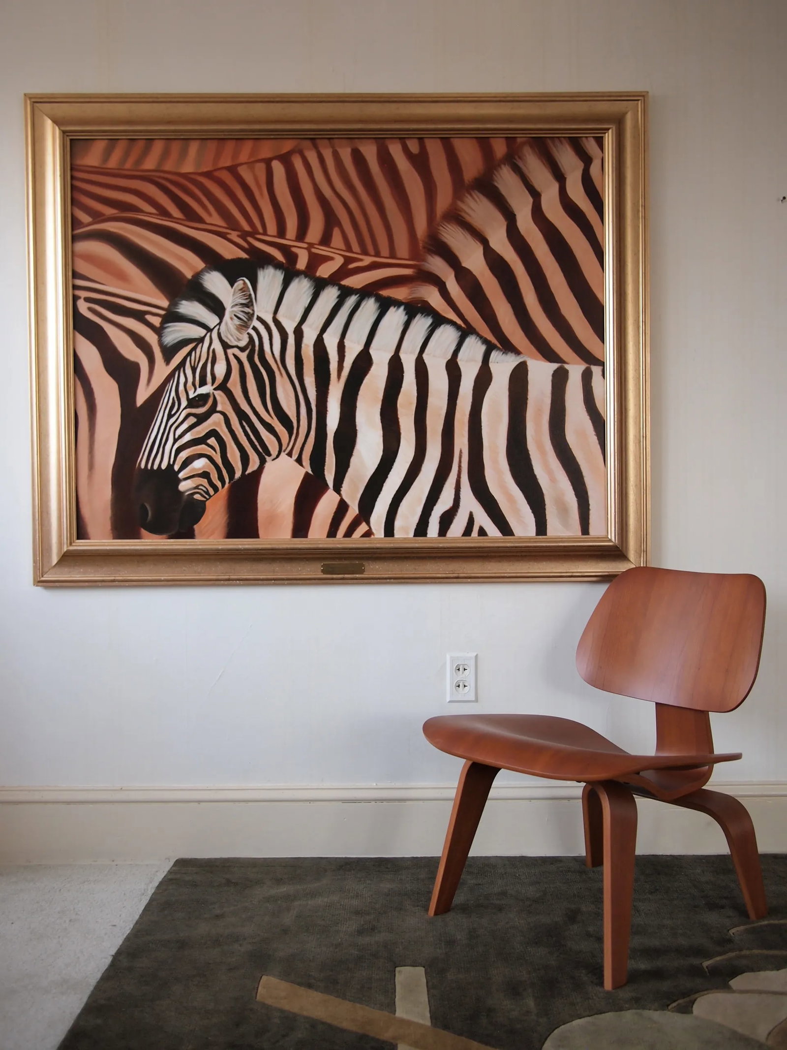 2006 Realist Style Zebra Portrait Oil Painting by Maggie Duvall, Framed - 9