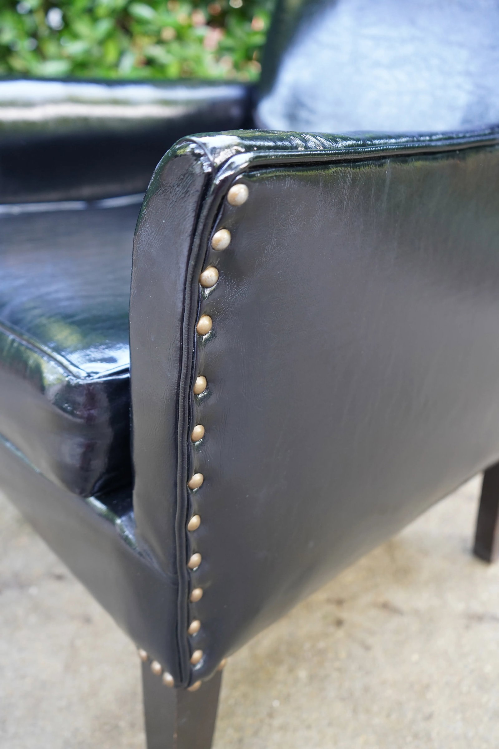 1970s Vintage Black Patent Leather Club Chair - 6