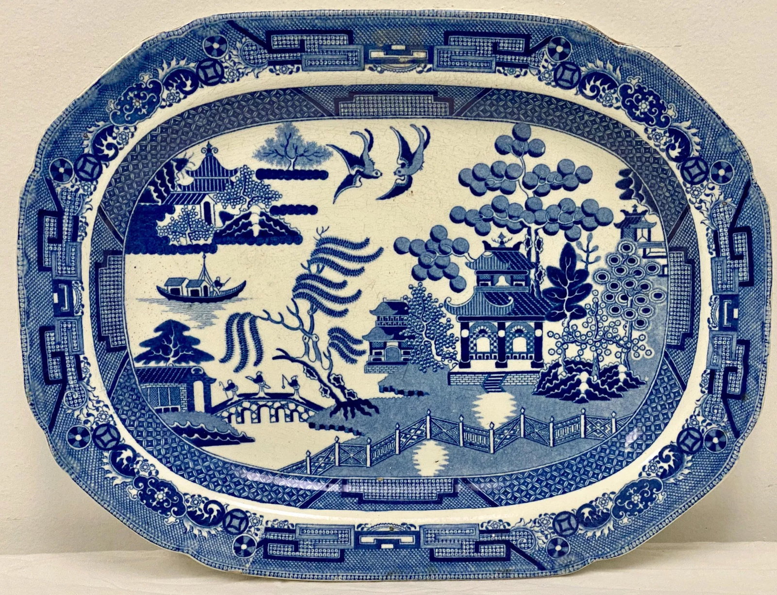 19th-C. English Blue & White Chinoiserie Platter - 5