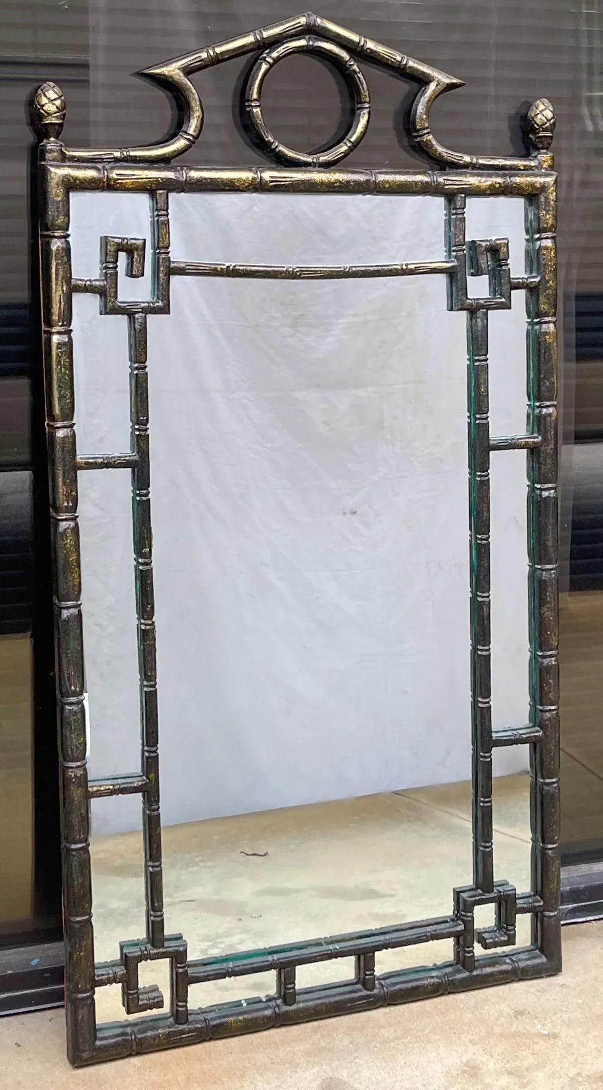 Regency Style Faux Bamboo Cast Terracotta Mirror Att. Gampel-Stoll - 2