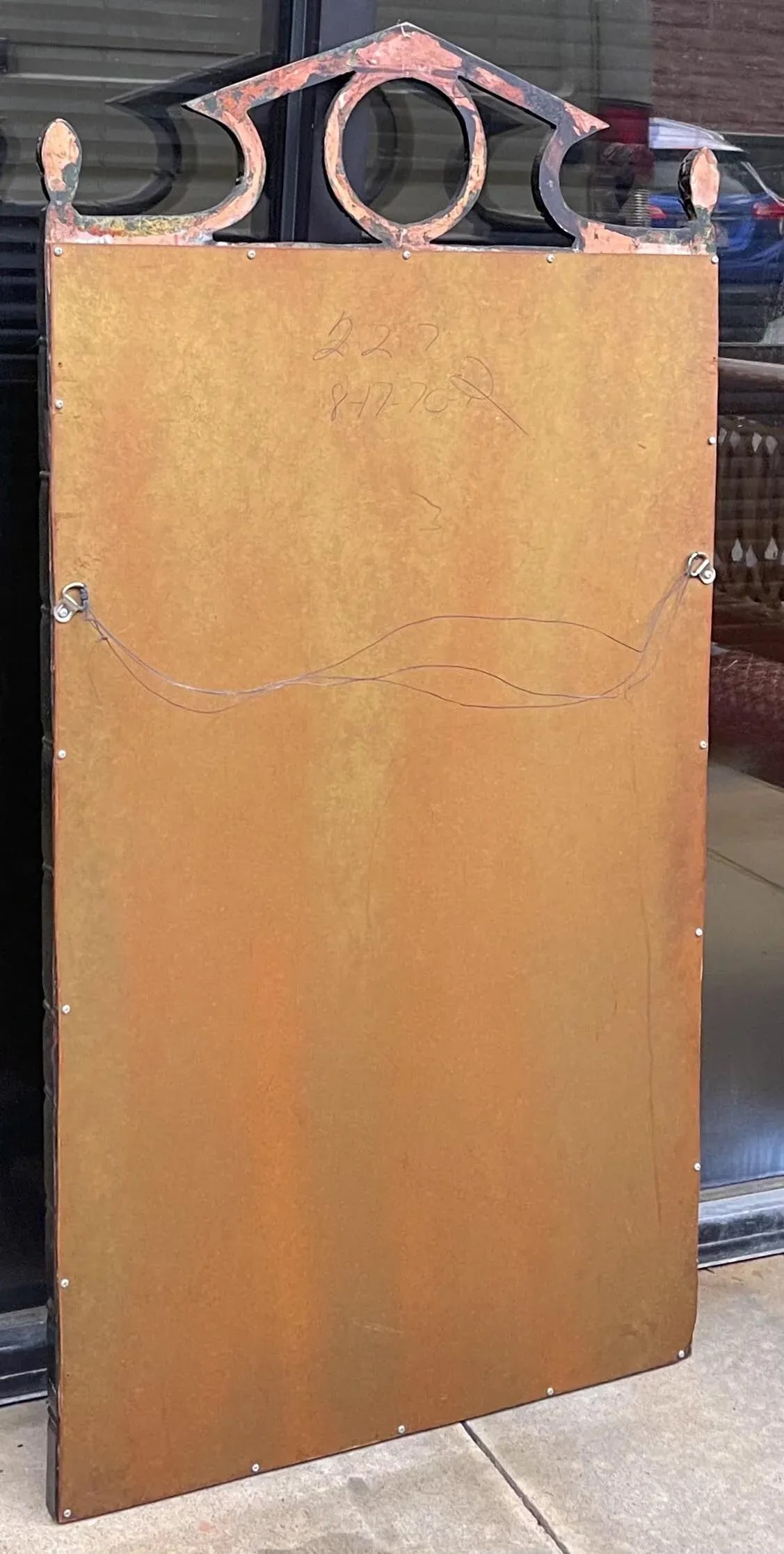 Regency Style Faux Bamboo Cast Terracotta Mirror Att. Gampel-Stoll - 3