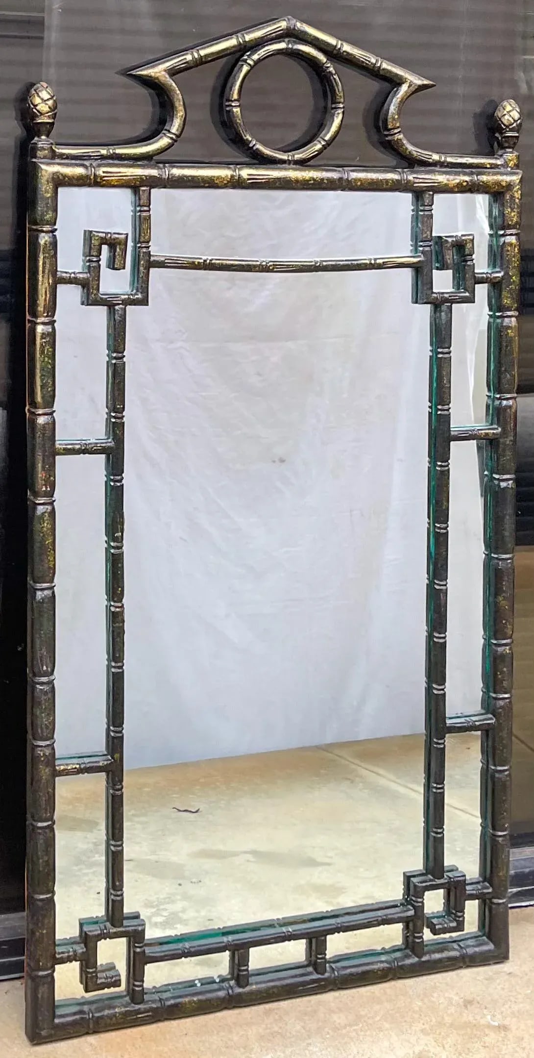 Regency Style Faux Bamboo Cast Terracotta Mirror Att. Gampel-Stoll - 4