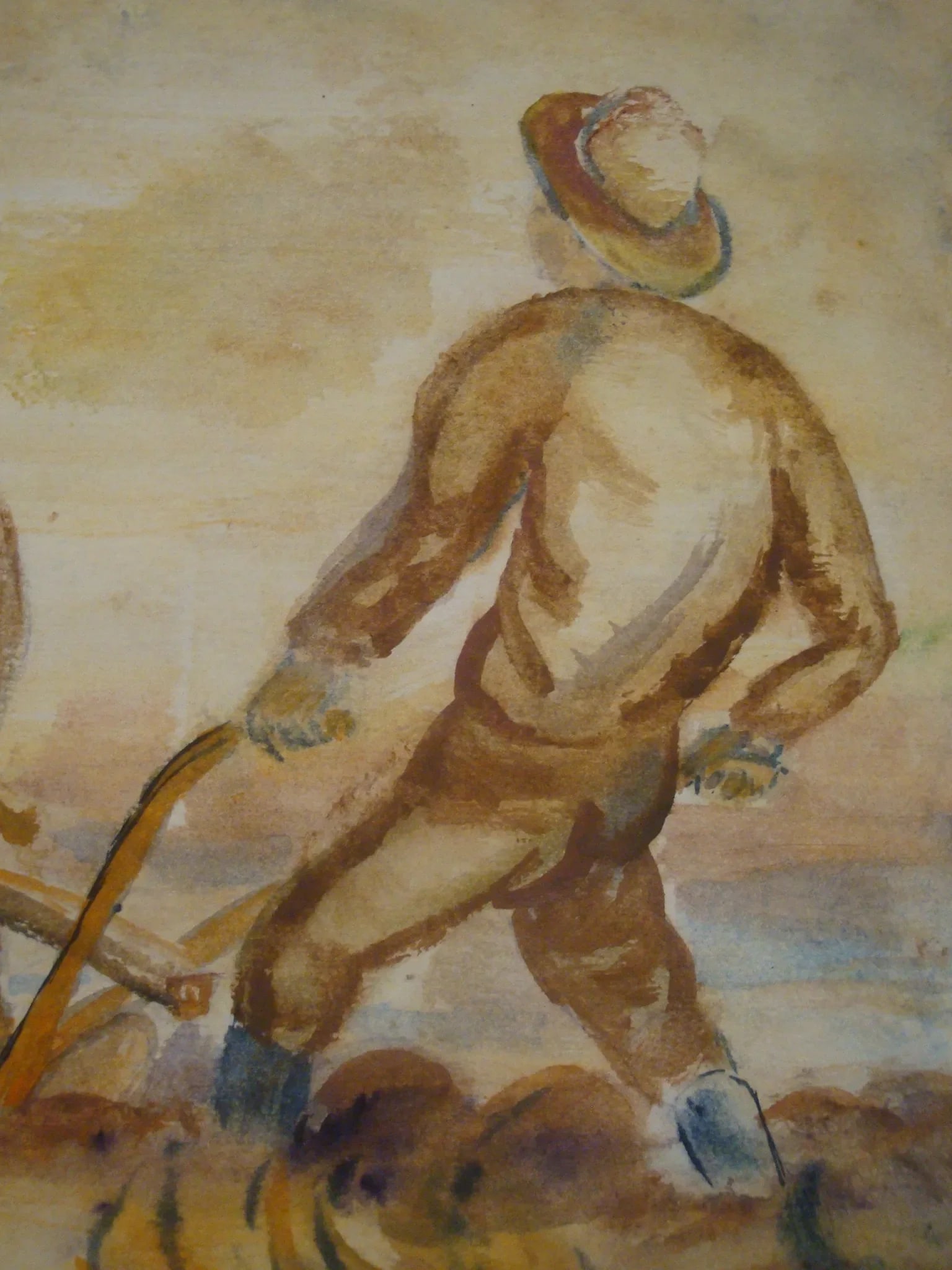 1940s Watercolor Painting Farm Landscape Wpa Style - 3