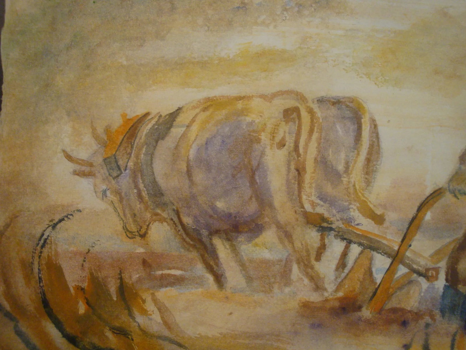 1940s Watercolor Painting Farm Landscape Wpa Style - 4