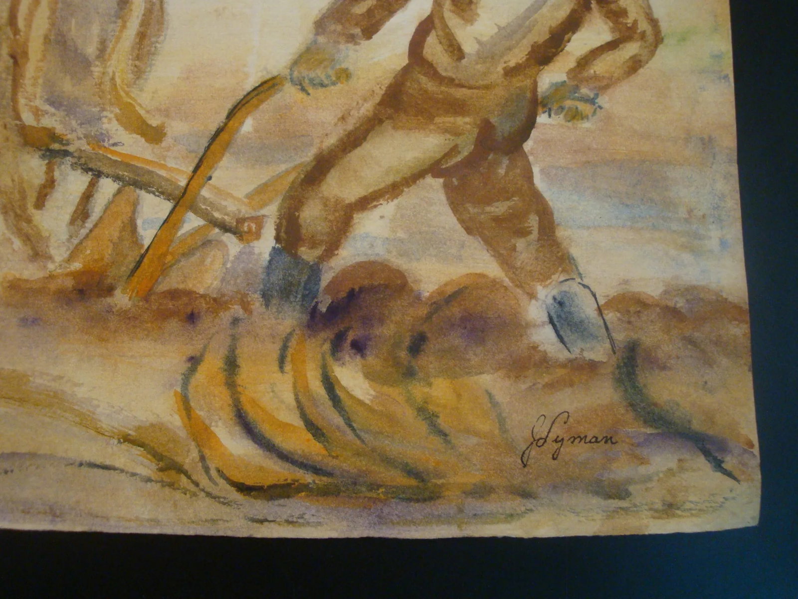 1940s Watercolor Painting Farm Landscape Wpa Style - 5