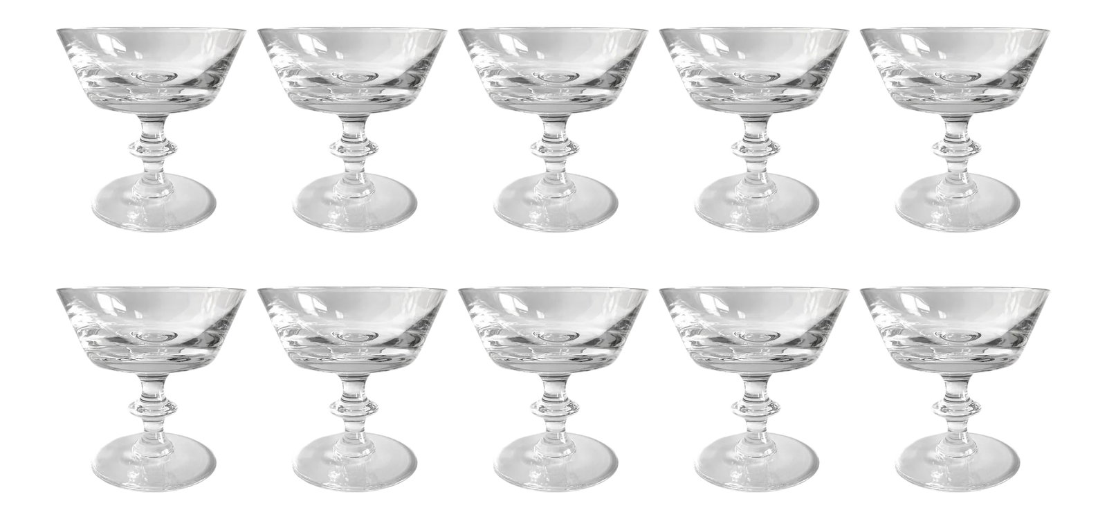 Set of Ten Val Saint Lambert State Plain Champagne Coupes (1 of 8)