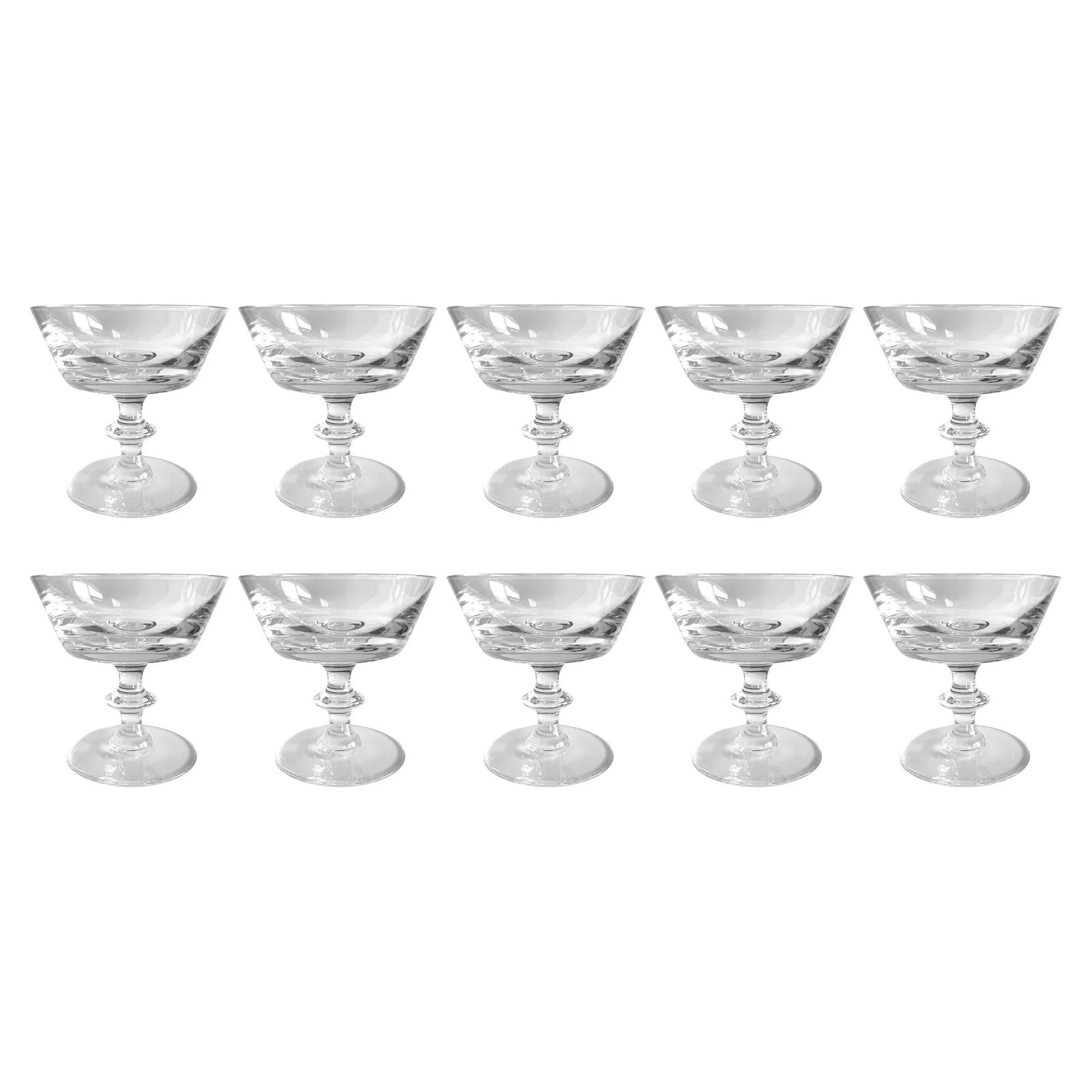 Set of Ten Val Saint Lambert State Plain Champagne Coupes - 8