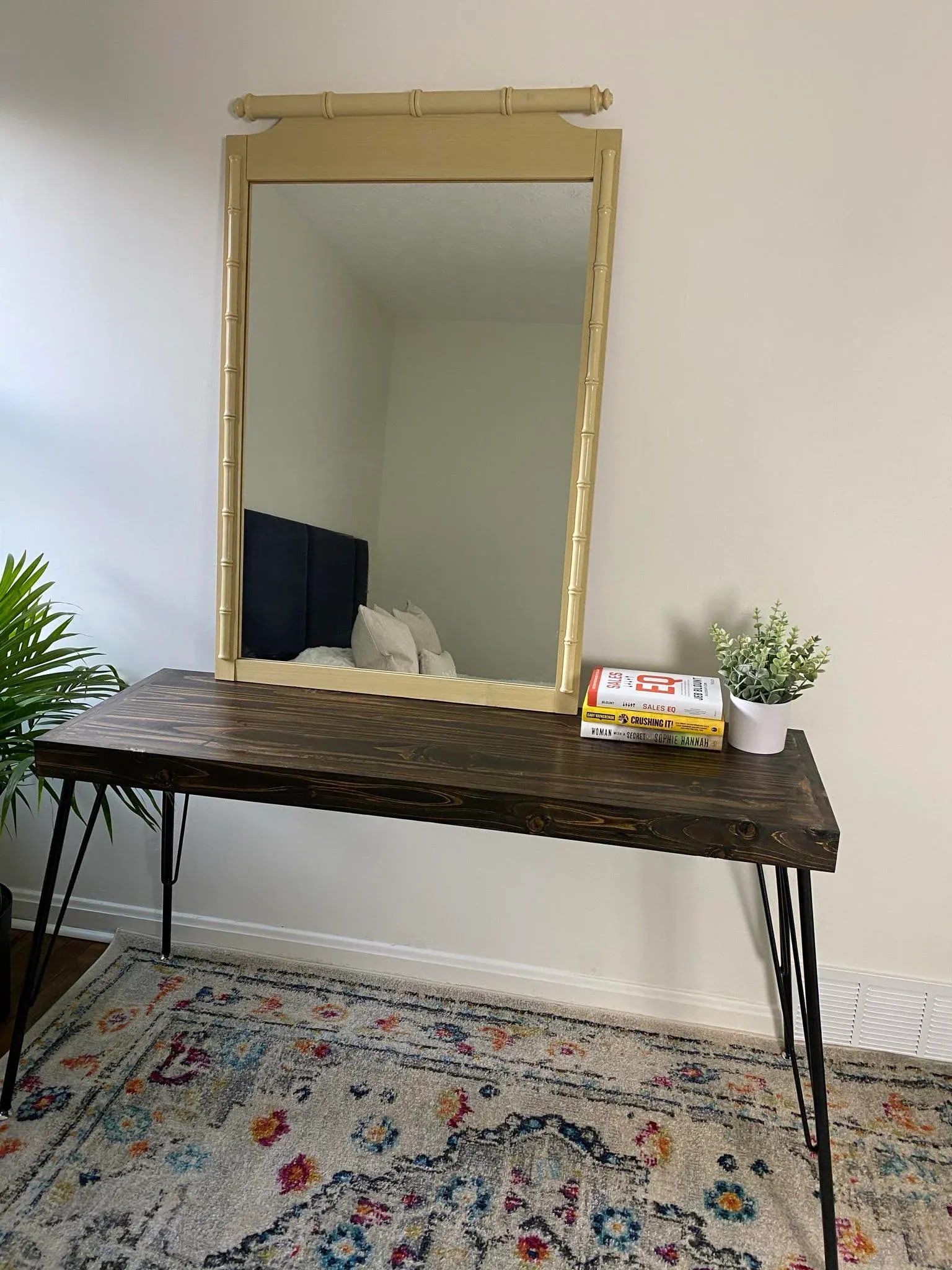 1970s Henry Link Cream Colored Bamboo Rattan Mirror - 2