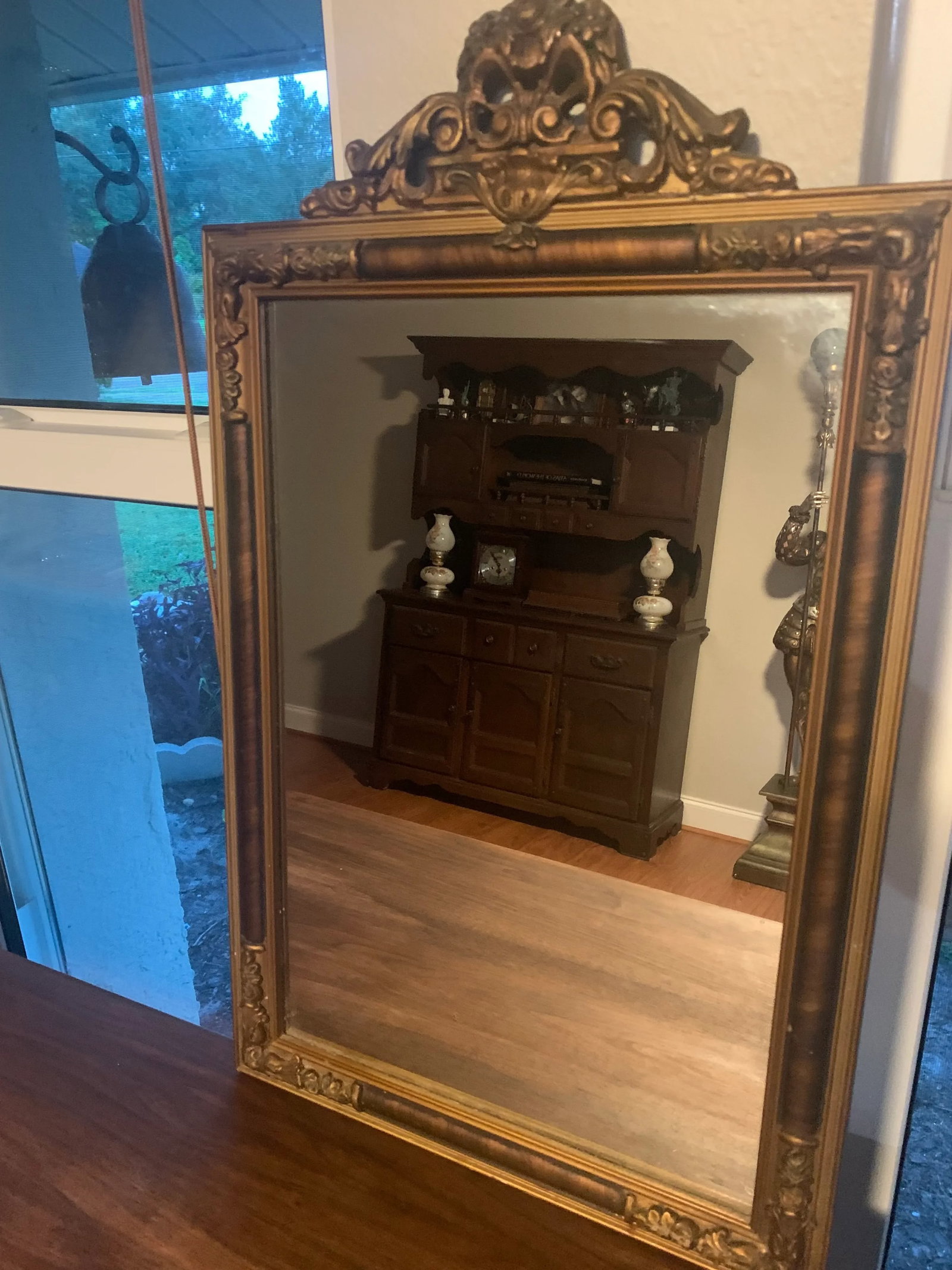 Antique Italian Hand-Carved Wood Mirror - 3