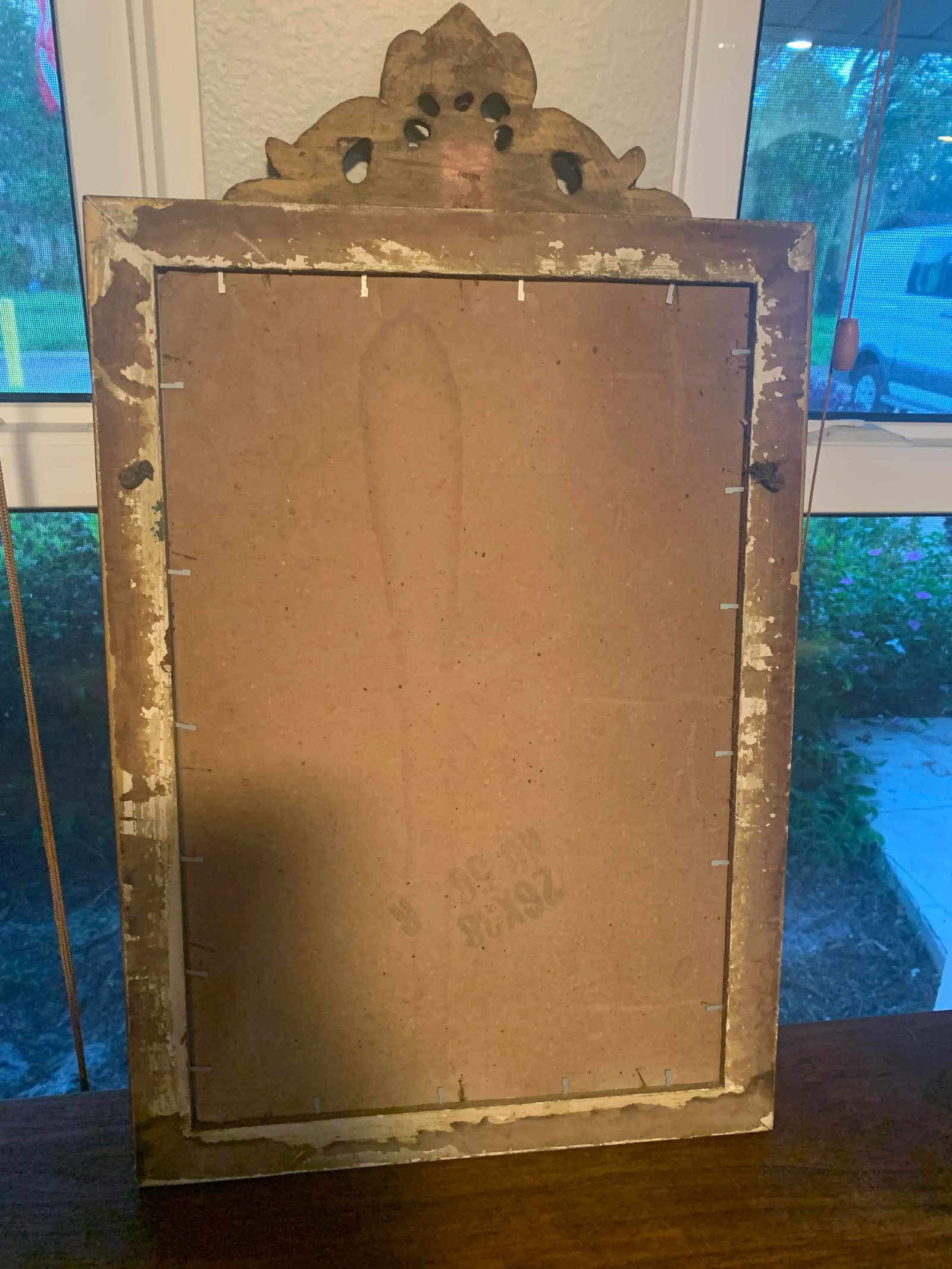 Antique Italian Hand-Carved Wood Mirror - 7