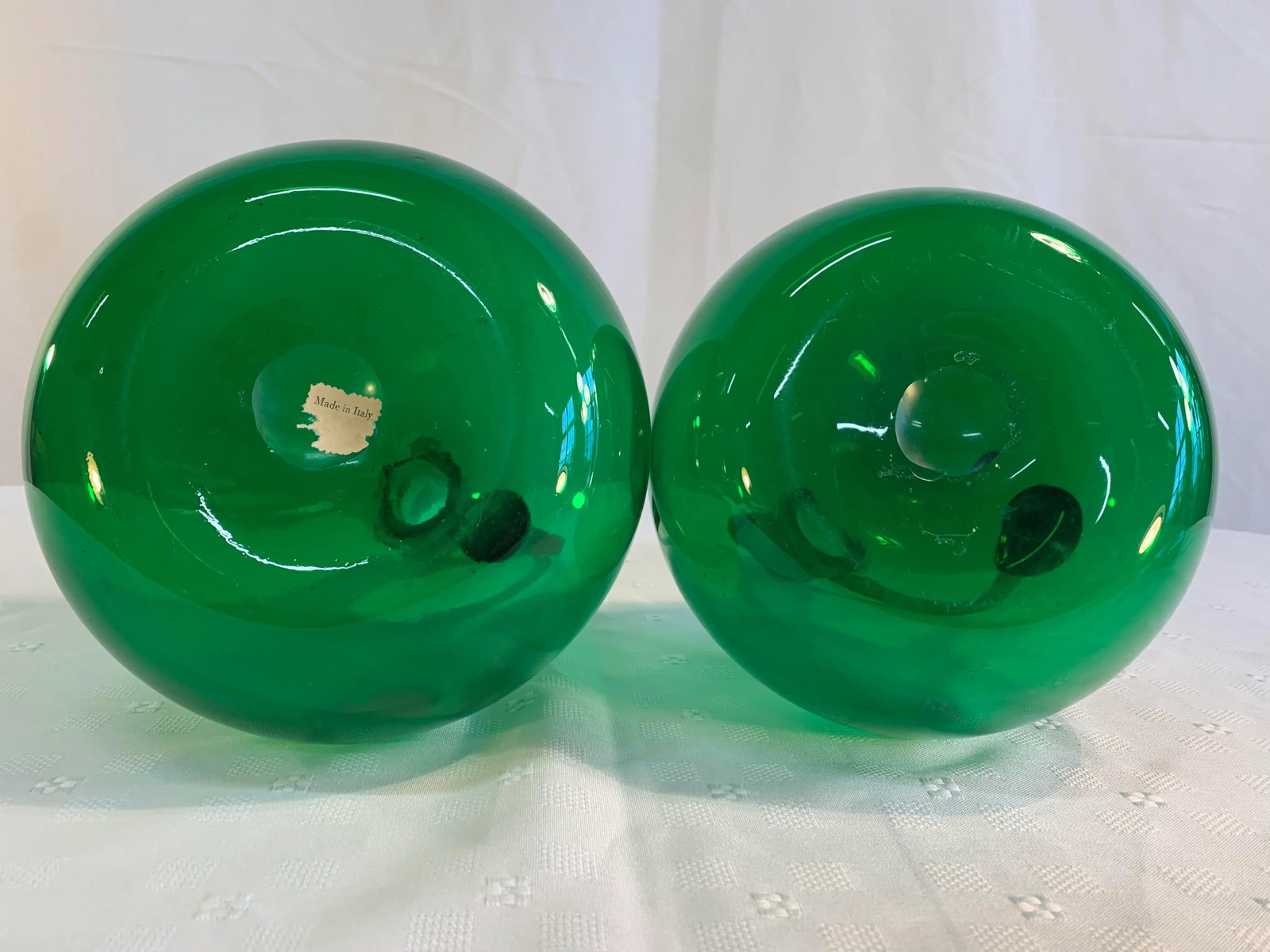 1940s Empoli Verde Mid-Century Italian Glass Pitchers Vases or Ewers - a Pair - 10