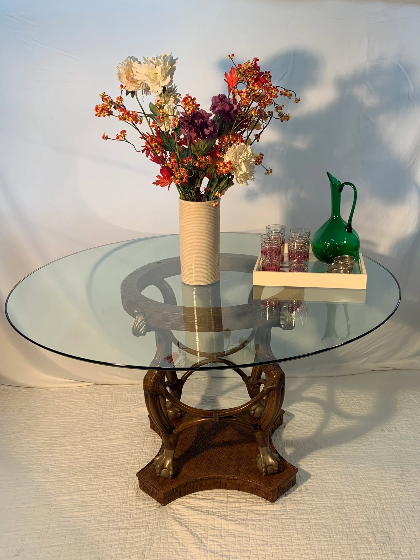 1940s Empoli Verde Mid-Century Italian Glass Pitchers Vases or Ewers - a Pair - 8