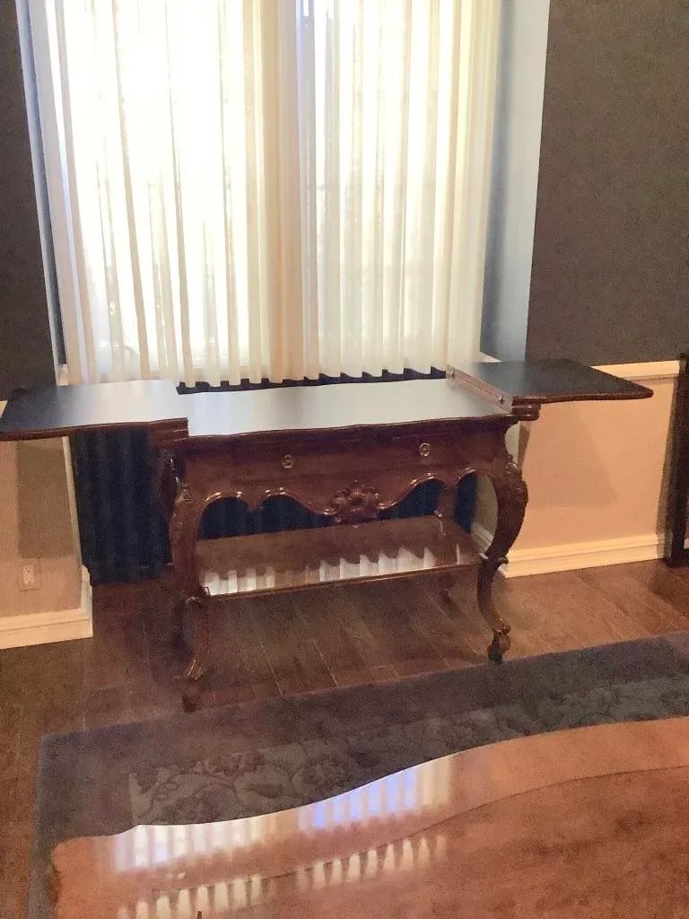 1980s Karges Louis XV French Provincial Style Flip Top Walnut Server - 2