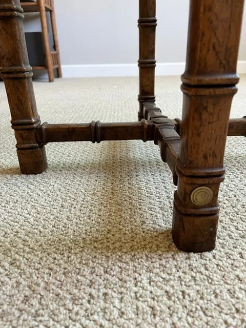 1970s Drexel Heritage Faux Bamboo Oval Glass Coffee Table - 8