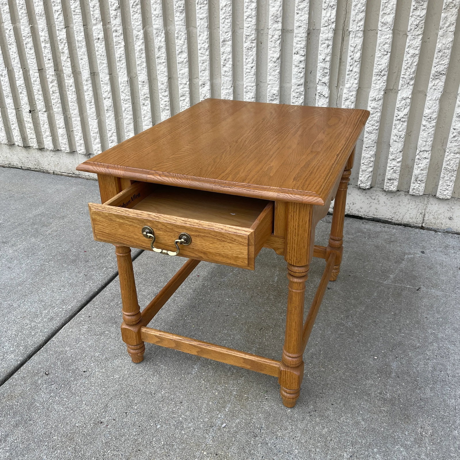 Ethan Allen Canterbury Collection Traditional Oak 1 Drawer Side Table - 2