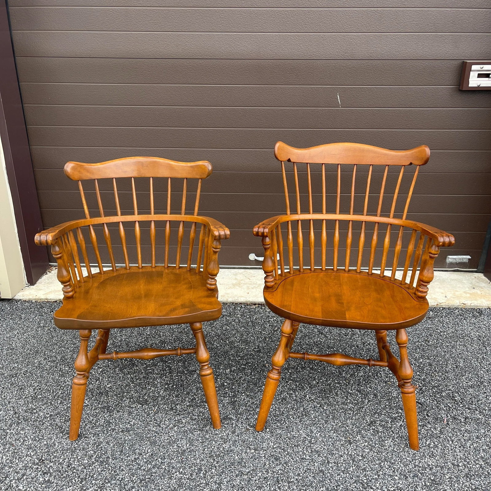 Ethan Allen Heirloom Nutmeg Maple Philadelphia Windsor Dining Armchairs - a Pair - 12