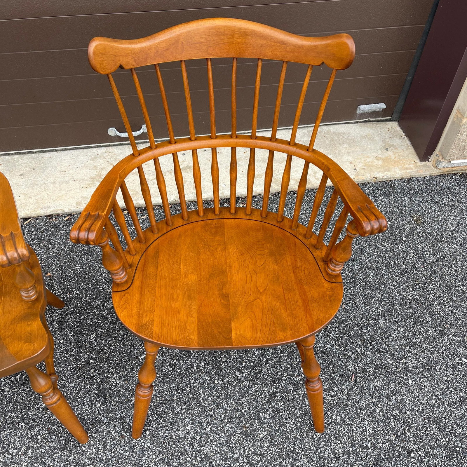 Ethan Allen Heirloom Nutmeg Maple Philadelphia Windsor Dining Armchairs - a Pair - 2