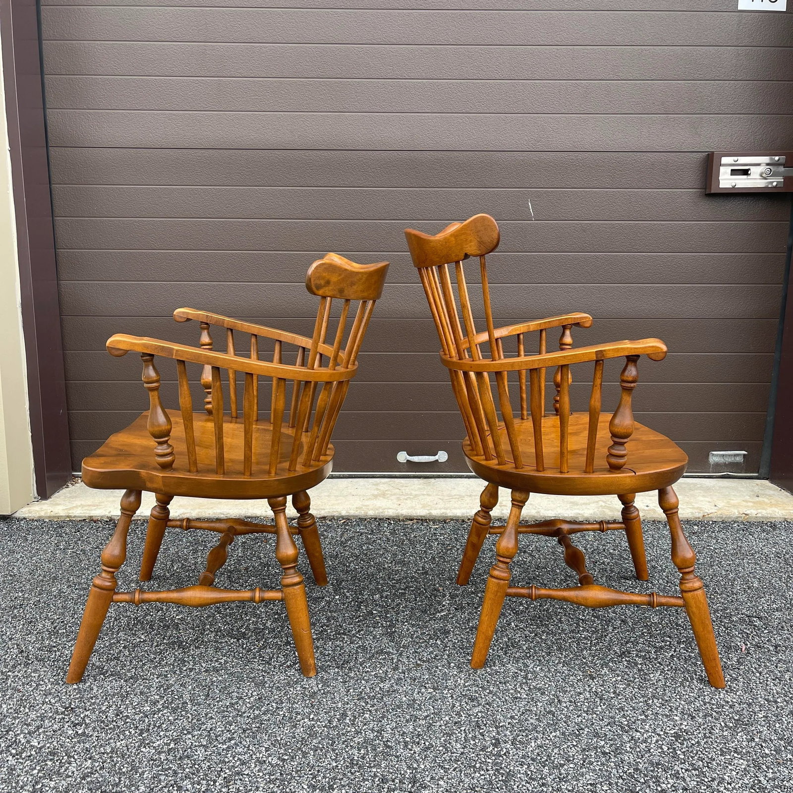 Ethan Allen Heirloom Nutmeg Maple Philadelphia Windsor Dining Armchairs - a Pair - 4