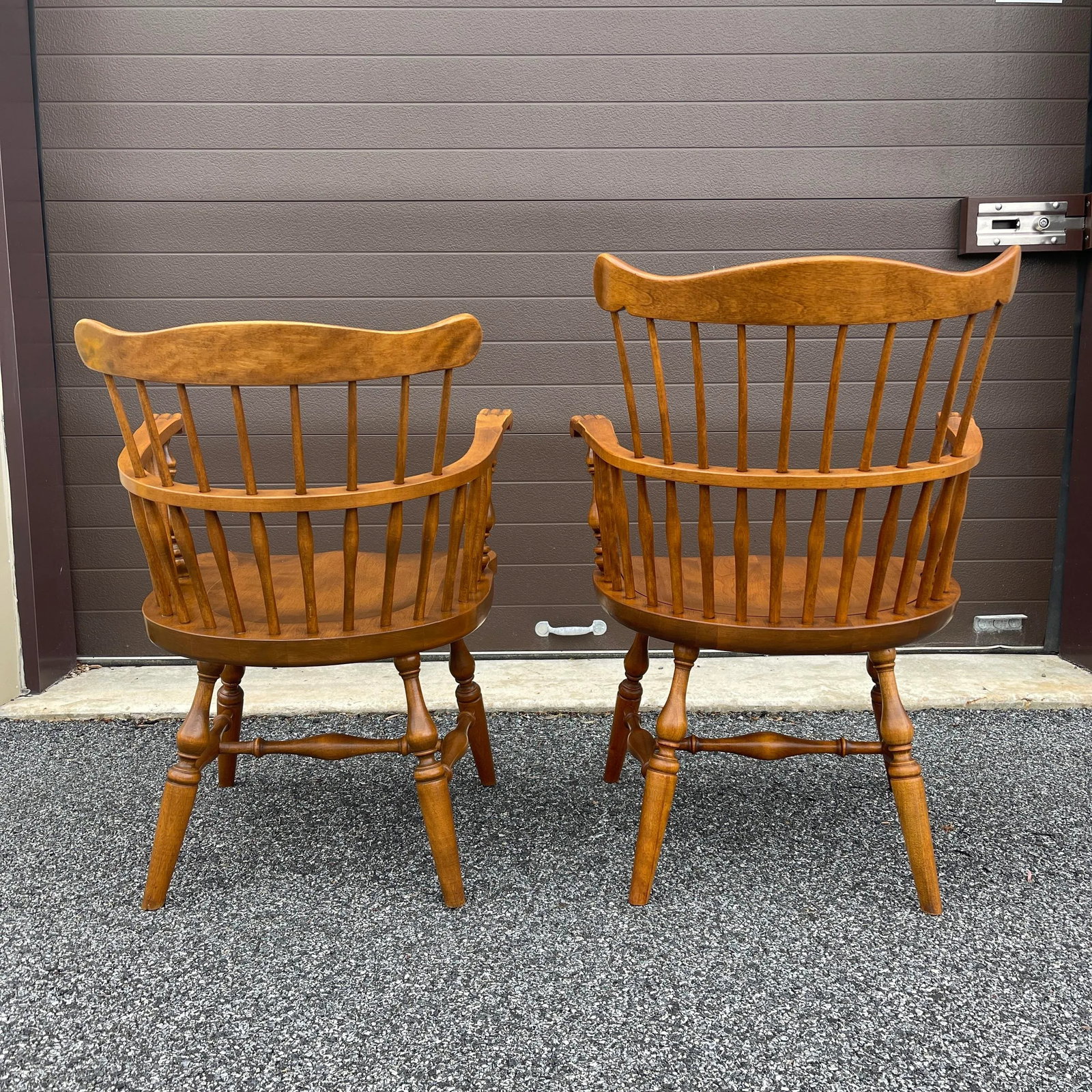 Ethan Allen Heirloom Nutmeg Maple Philadelphia Windsor Dining Armchairs - a Pair - 5