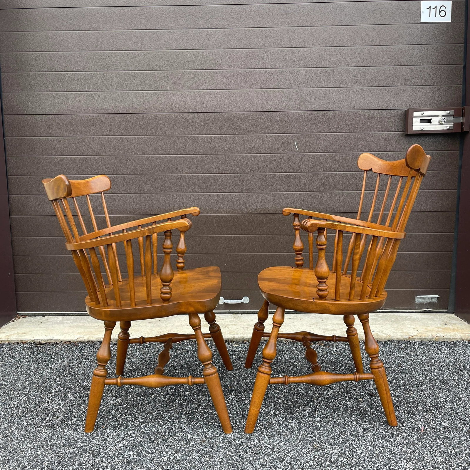 Ethan Allen Heirloom Nutmeg Maple Philadelphia Windsor Dining Armchairs - a Pair - 6