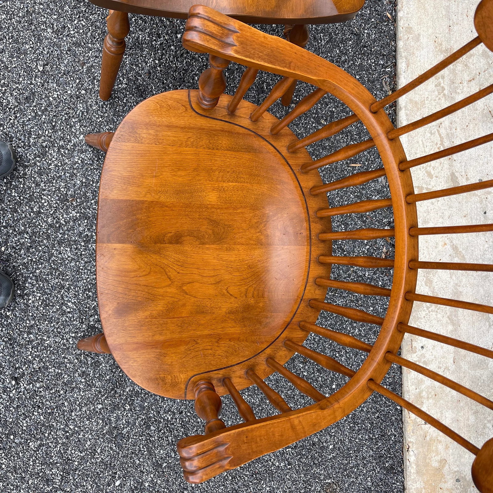Ethan Allen Heirloom Nutmeg Maple Philadelphia Windsor Dining Armchairs - a Pair - 7