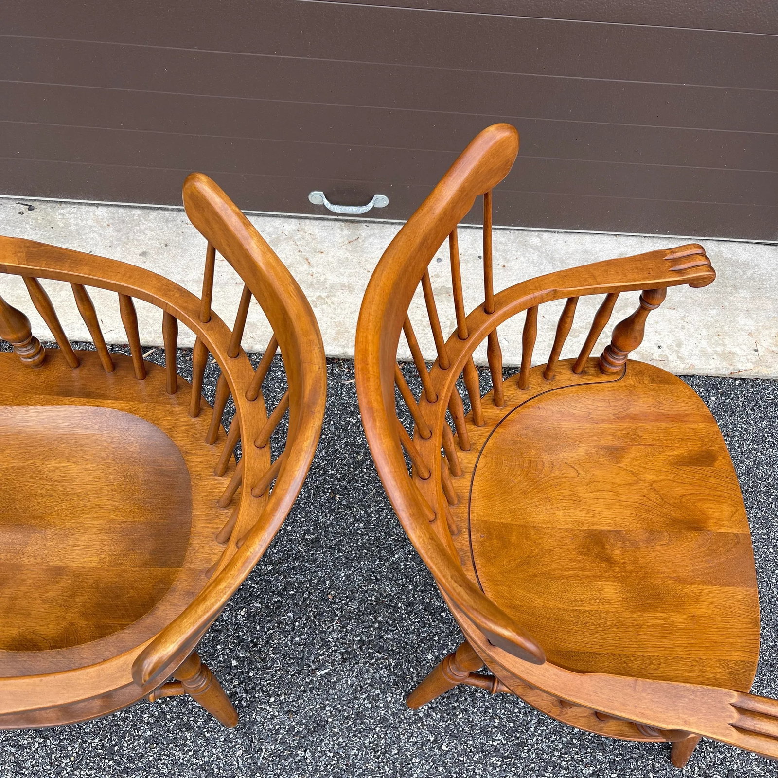 Ethan Allen Heirloom Nutmeg Maple Philadelphia Windsor Dining Armchairs - a Pair - 9