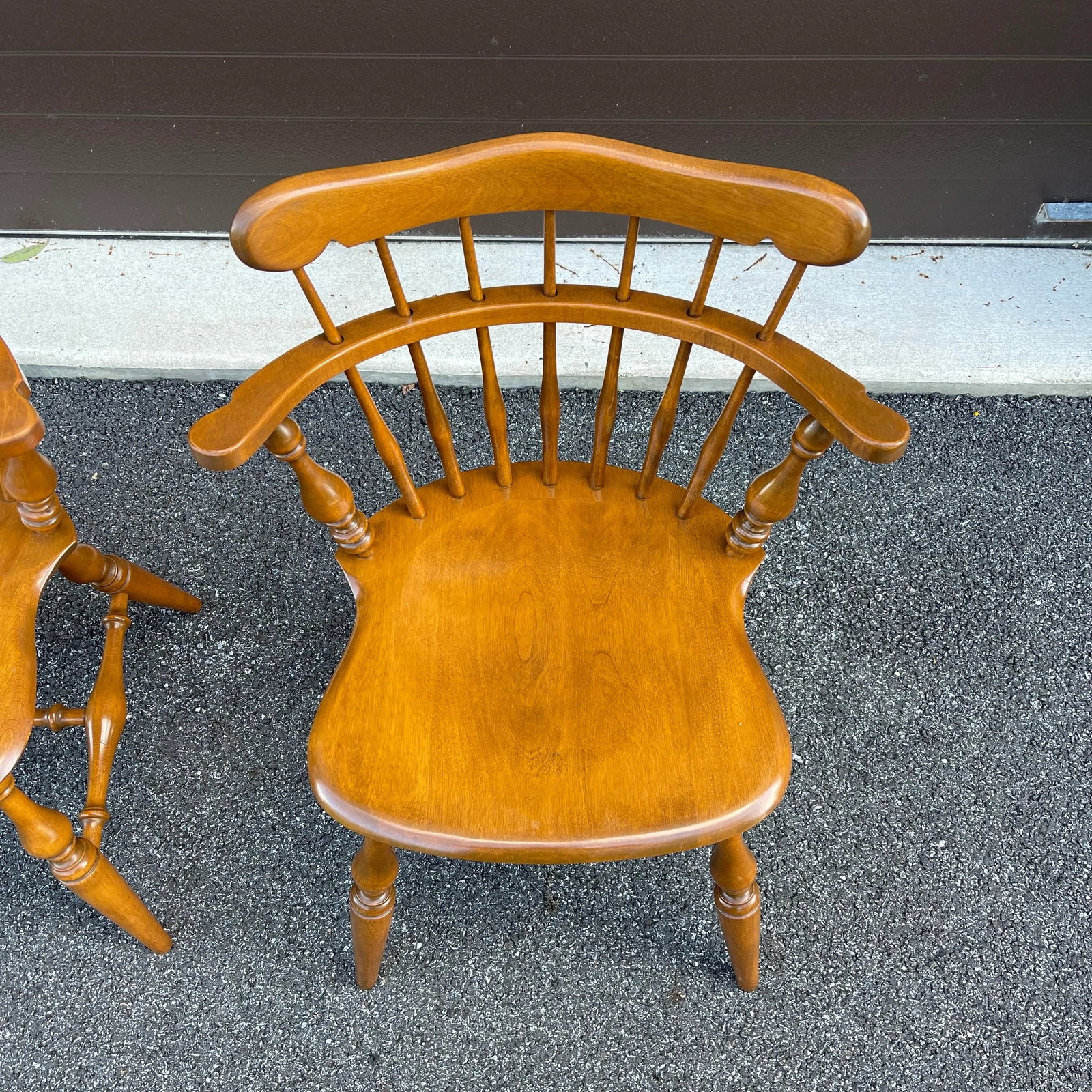 Vintage Ethan Allen Baumritter Heirloom Maple Comb Back Windsor Mate's Dining Chairs - a Pair - 2