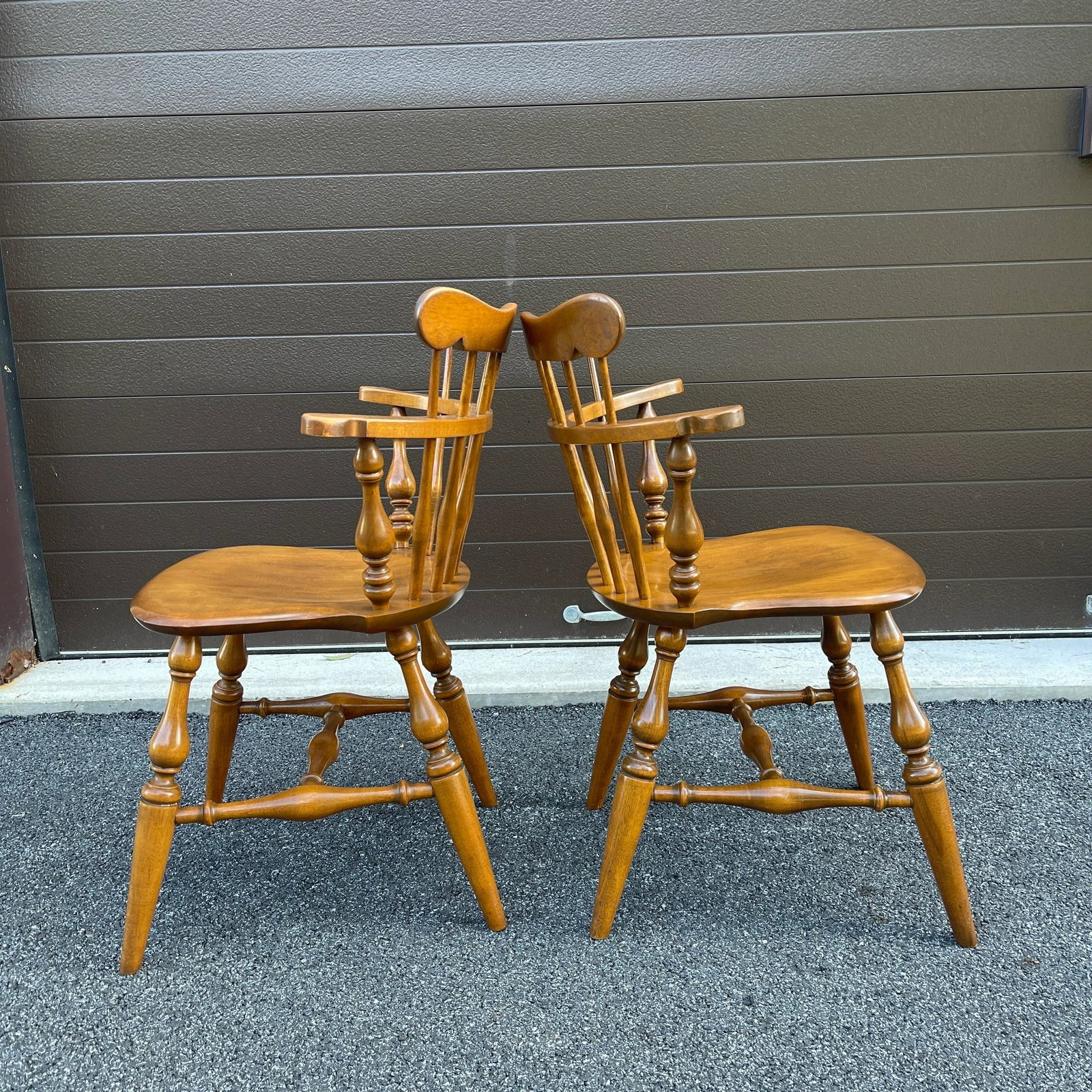 Vintage Ethan Allen Baumritter Heirloom Maple Comb Back Windsor Mate's Dining Chairs - a Pair - 5