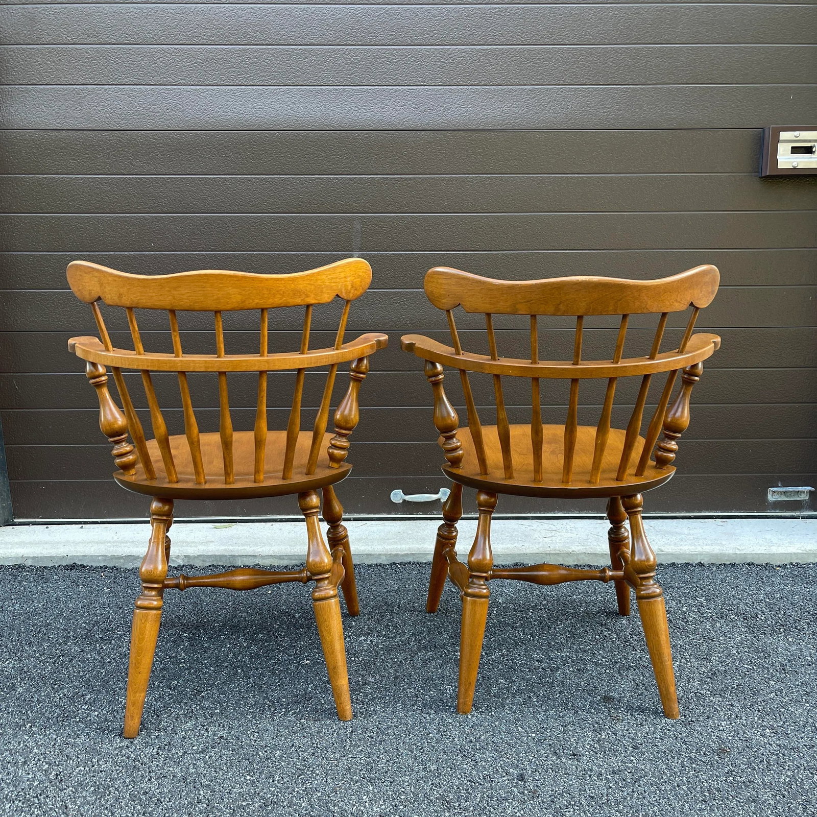 Vintage Ethan Allen Baumritter Heirloom Maple Comb Back Windsor Mate's Dining Chairs - a Pair - 6