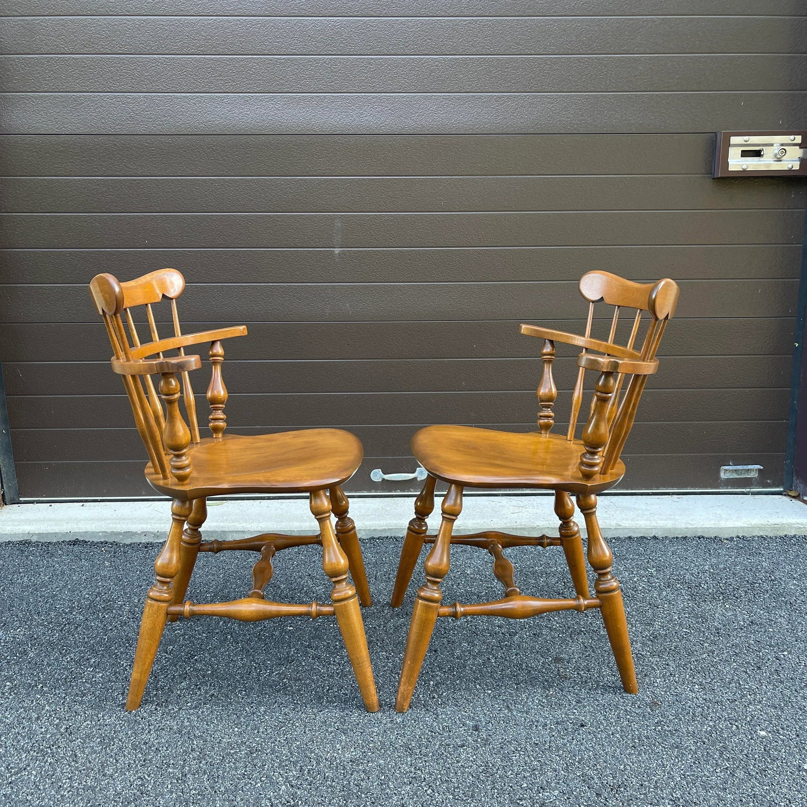 Vintage Ethan Allen Baumritter Heirloom Maple Comb Back Windsor Mate's Dining Chairs - a Pair - 7