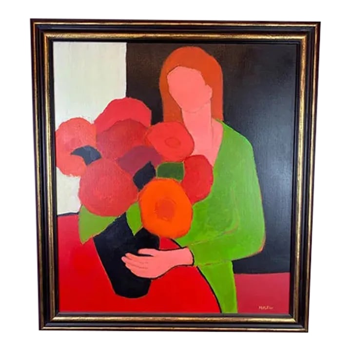 Maurice Potier Painting - Oil on Canvas: Maurice Potier Painting - Oil on Canvas Discover the bold expression and refined technique of Maurice Potier, a celebrated French painter, with this original oil on canvas portrait, created in the mid