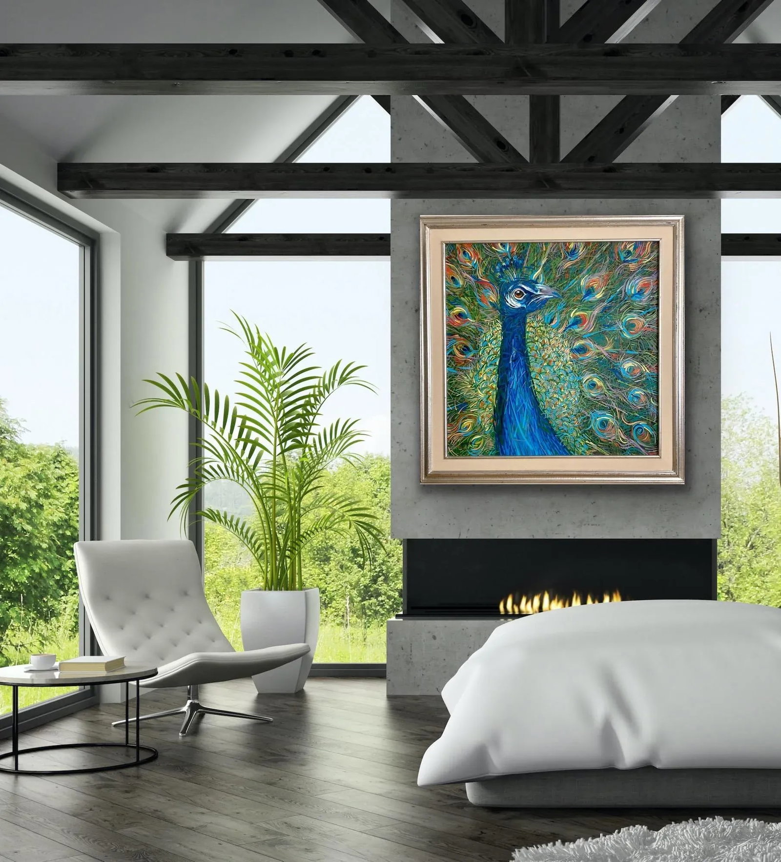 Peacock Framed Acrylic Painting by Egyptian Artist M.Khedr - 2