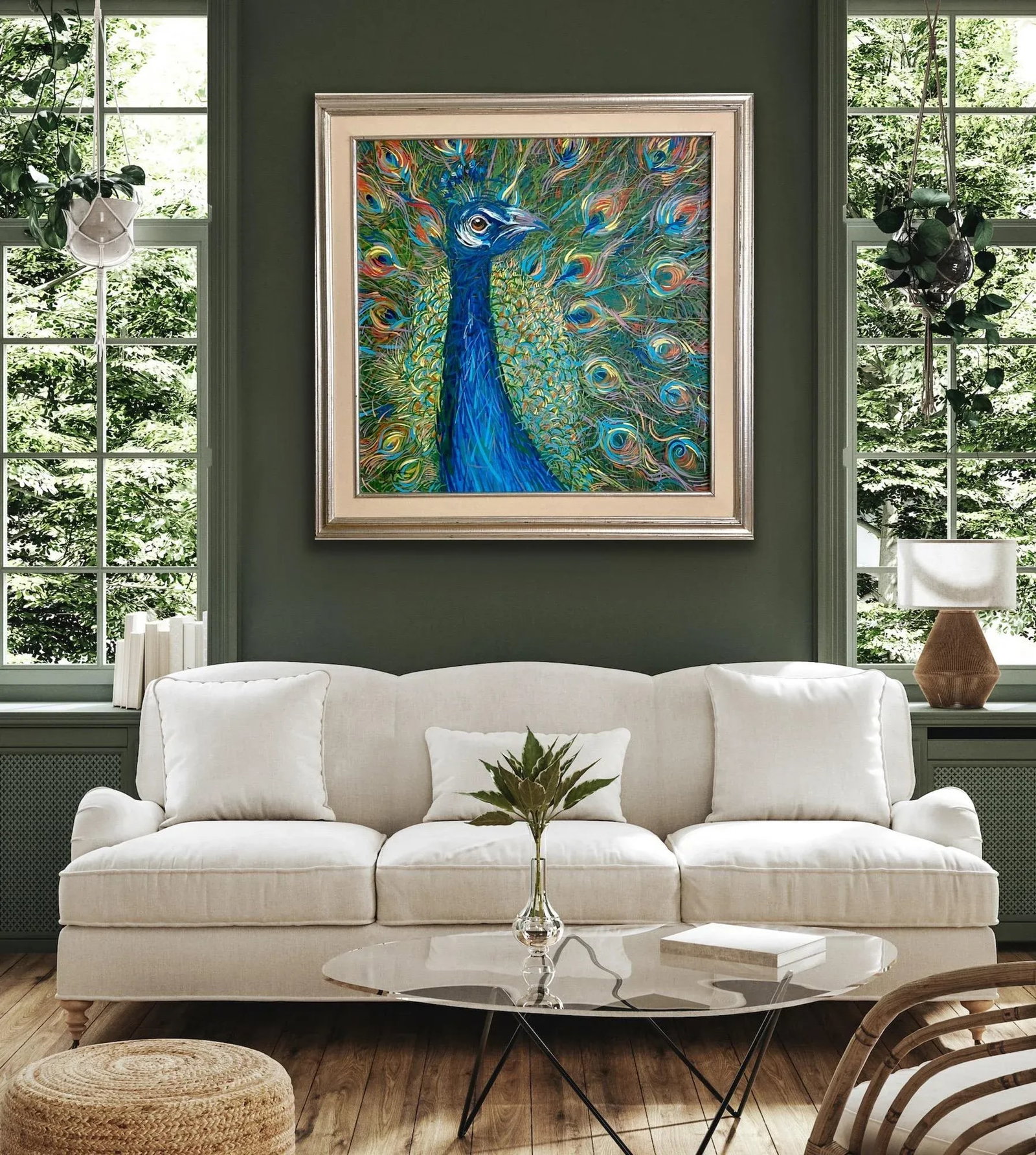 Peacock Framed Acrylic Painting by Egyptian Artist M.Khedr - 3