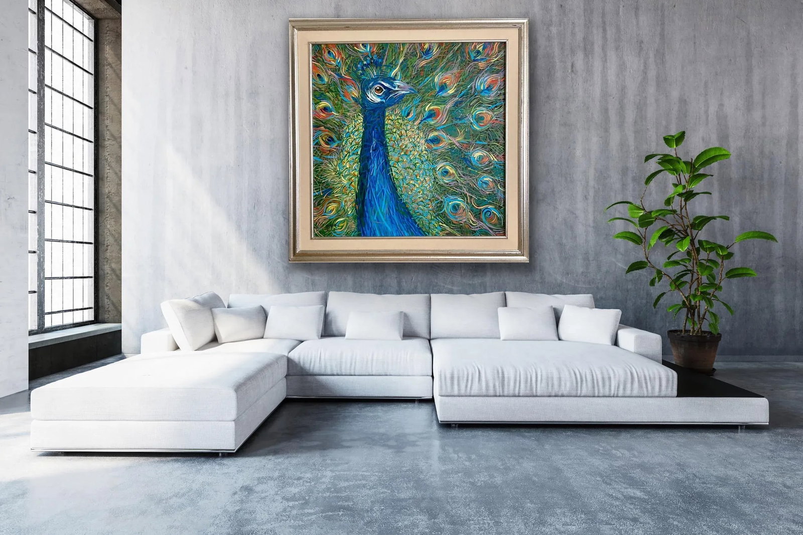 Peacock Framed Acrylic Painting by Egyptian Artist M.Khedr - 4