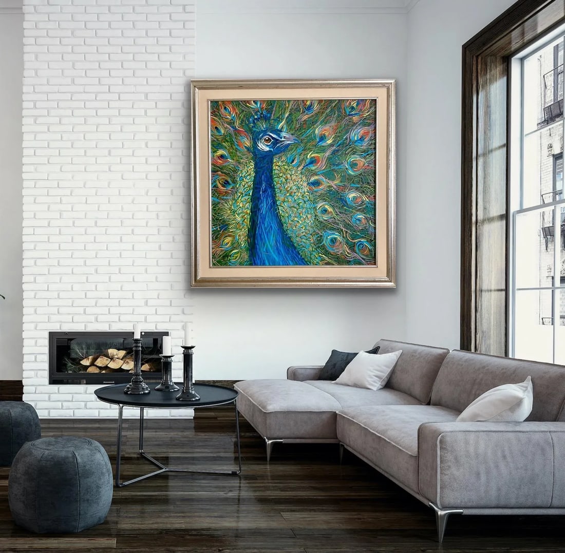Peacock Framed Acrylic Painting by Egyptian Artist M.Khedr - 5